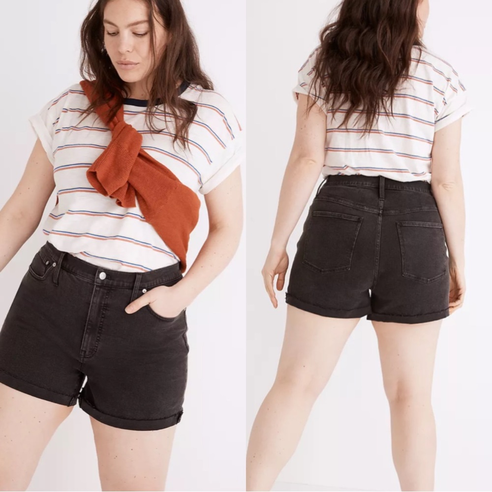 Madewell black high waisted denim shorts